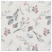 Classic Elegant Christmas Leaves and Berries Stoff (Nahaufnahme)