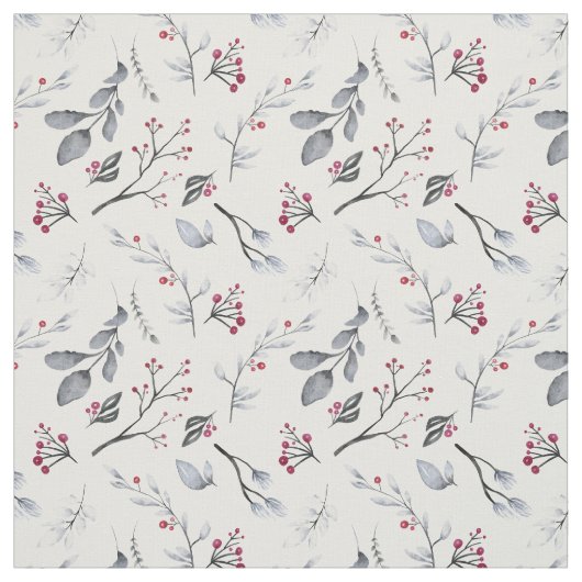 Classic Elegant Christmas Leaves and Berries Stoff (Muster)