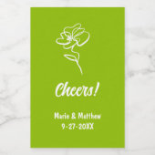 Classic & Elegant Citrus Green Floral Sketch Weinetikett (Einzelnes Label)