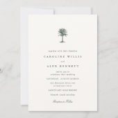 Classic Elegant Coastal Palm Tree Wedding Einladung (Vorderseite)