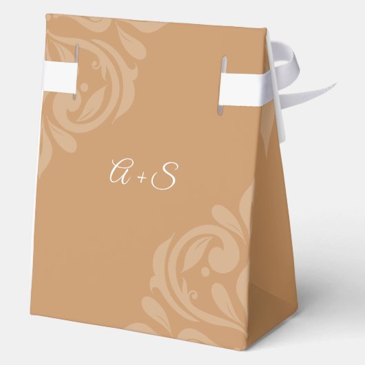 Classic Elegant Damask Ochre Wedding Geschenkschachtel (Rückseite)