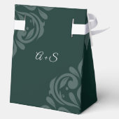 Classic Elegant Damask Phthalo Green Wedding Geschenkschachtel (Rückseite)