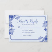 Classic Elegant Dusty Blue Blume Chinoiserie UAWG RSVP Karte (Vorderseite)