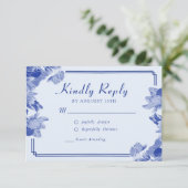 Classic Elegant Dusty Blue Blume Chinoiserie UAWG RSVP Karte (Stehend Vorderseite)