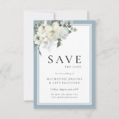 Classic Elegant Dusty Blue Floral Save The Date (Vorderseite)