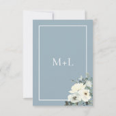 Classic Elegant Dusty Blue Floral Save The Date (Rückseite)