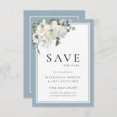 Classic Elegant Dusty Blue Floral Save The Date (Vorne/Hinten)
