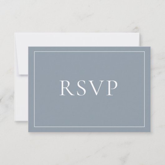 Classic Elegant Dusty Blue Script UAWG RSVP Karte (Vorderseite)
