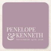 Classic Elegant Dusty Lila, individuelle Hochzeits Rechteckiger Pappuntersetzer (Vorderseite)