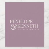 Classic Elegant Dusty Lila, individuelle Hochzeits Weinetikett (Einzelnes Label)