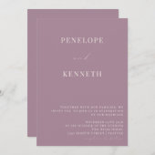 Classic Elegant Dusty Lila Script Wedding Einladung (Vorne/Hinten)