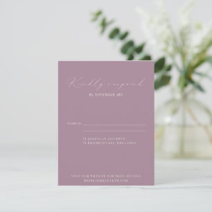 Classic Elegant Dusty Lila Script Wedding RSVP Karte