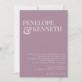 Classic Elegant Dusty Lila Typografy Wedding Einladung (Vorderseite)