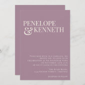 Classic Elegant Dusty Lila Typografy Wedding Einladung (Vorne/Hinten)