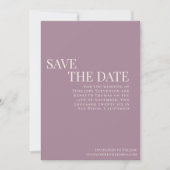 Classic Elegant Dusty Lila Typografy Wedding Save The Date (Vorderseite)