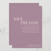 Classic Elegant Dusty Lila Typografy Wedding Save The Date (Vorne/Hinten)