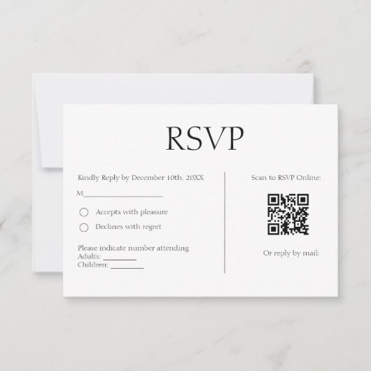 Classic Elegant Einfach Modernes Minimalistisch RSVP Karte (Vorderseite)