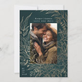 Classic Elegant Emerald Green Gold Elegante Wreath Save The Date (Vorderseite)