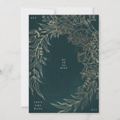 Classic Elegant Emerald Green Gold Elegante Wreath Save The Date (Rückseite)