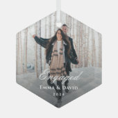 Classic Elegant Engagement Photo Ornament Aus Glas (Vorderseite)