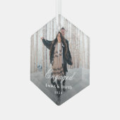 Classic Elegant Engagement Photo Ornament Aus Glas (Vorderseite Links)