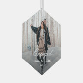 Classic Elegant Engagement Photo Ornament Aus Glas (Vorderseite Rechts)