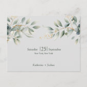 Classic Elegant Eukalyptus Wedding Save the Date Ankündigungspostkarte (Vorderseite)