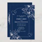 Classic Elegant Festliches Abendessen in blauer Pr Einladung (Vorne/Hinten)