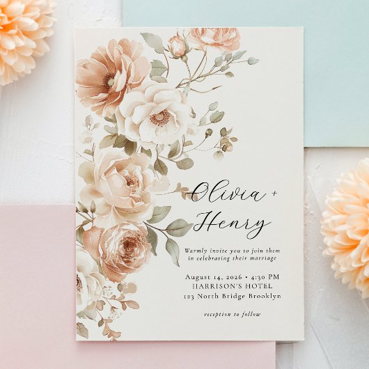 Classic Elegant Floral Wedding Invitation Einladung