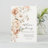 Classic Elegant Floral Wedding Invitation Einladung (Stehend Vorderseite)