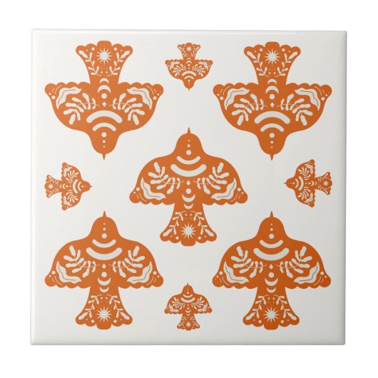 Classic elegant folk art birds Italian  Fliese (Vorderseite)