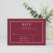 Classic Elegant Formal Burgundy Red Wedding RSVP (Stehend Vorderseite)