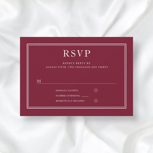 Classic Elegant Formal Burgundy Red Wedding RSVP