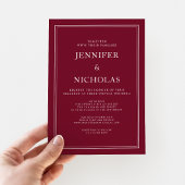 Classic Elegant Formal Burgundy Virtual Wedding Einladung