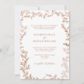 Classic Elegant Formal Burnt Orange Leafy Wedding Einladung (Vorderseite)