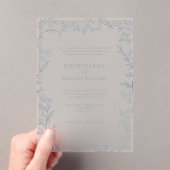Classic Elegant Formal Dusty Blue Leafy Wedding Acryleinladungen (Insitu (Handheld))