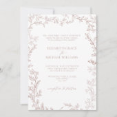 Classic Elegant Formal Dusty Rose Leafy Wedding Einladung (Vorderseite)