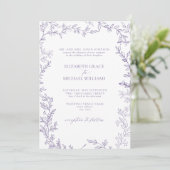 Classic Elegant Formal Lavender Leafy Wedding Einladung (Stehend Vorderseite)