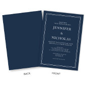 Classic Elegant Formal Navy Blue Wedding Einladung