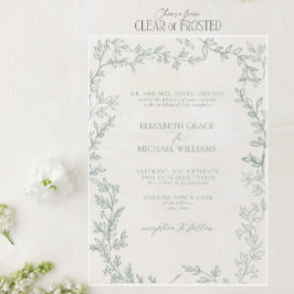 Classic Elegant Formal Sage Green Leafy Wedding Acryleinladungen