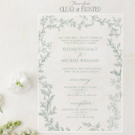 Classic Elegant Formal Sage Green Leafy Wedding Acryleinladungen