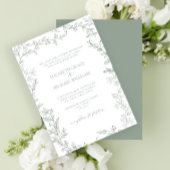 Classic Elegant Formal Sage Green Leafy Wedding Einladung