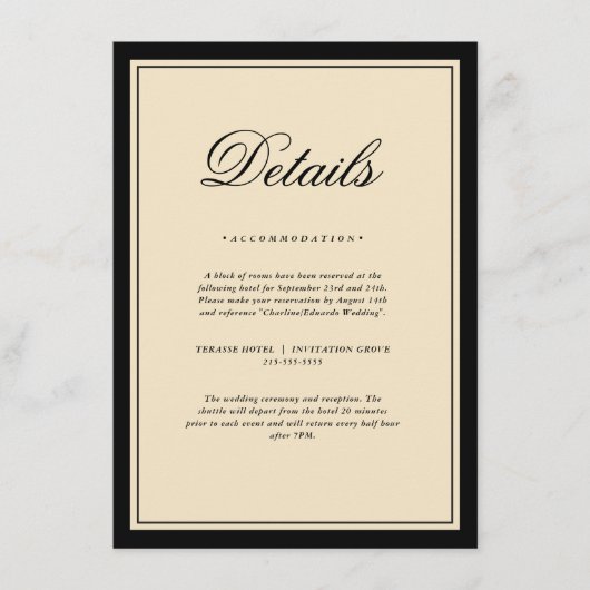 Classic Elegant Frame Wedding Details Enclosure  Begleitkarte (Vorderseite)