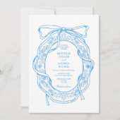 Classic Elegant French Blue Coquette Floral Bow Einladung (Vorderseite)