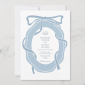 Classic Elegant French Dusty Blue Coquette Bow Einladung (Vorderseite)