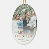 Classic Elegant Frohe Weihnachten Zwei Foto Keramik Ornament (Links)