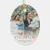 Classic Elegant Frohe Weihnachten Zwei Foto Keramik Ornament (Hinten)