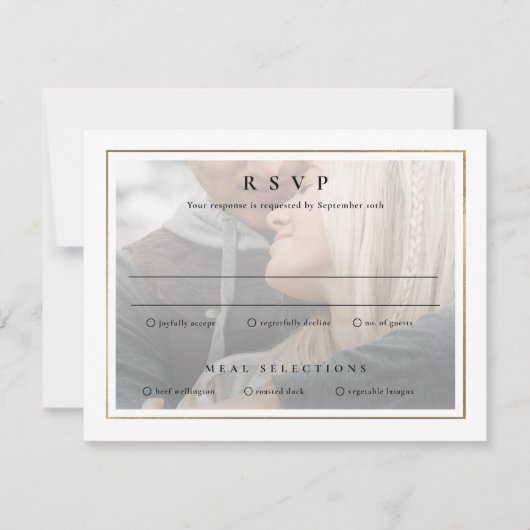 Classic Elegant Gold 2 Foto Wedding RSVP Card Karte (Vorderseite)
