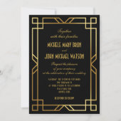 Classic Elegant Gold Black QR UAWG Wedding Einladung (Vorderseite)