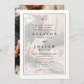 Classic Elegant Gold Foto Wedding Einladung (Vorne/Hinten)